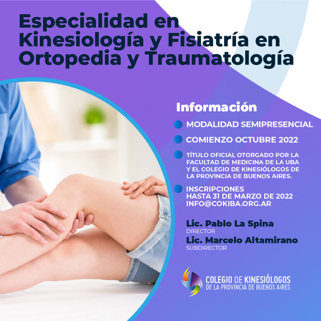 Especialidad en Kinesiología y fisiatría en Ortopedia y Traumatología -  COKIBA